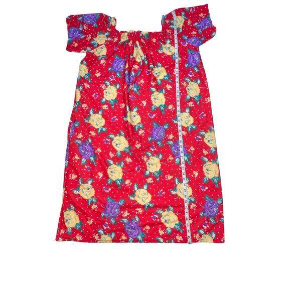 The Coffee Club House Dress Womens 18 Mumu Red Floral Housedress Caftan Kimono - Picture 8 of 11